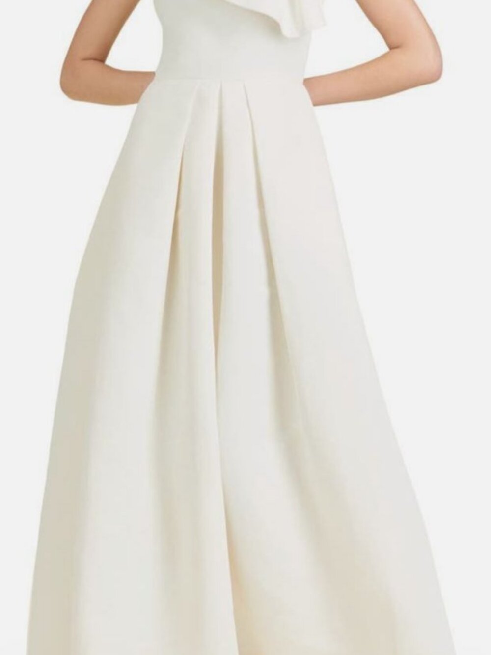 Sachin & Babi Women's Ivory Martina Pleated Shoulder Drape Gown Dress Size 8